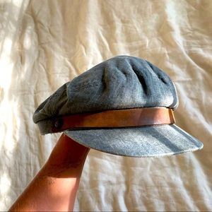 Brixton Gray Denim Cap with Brown Band